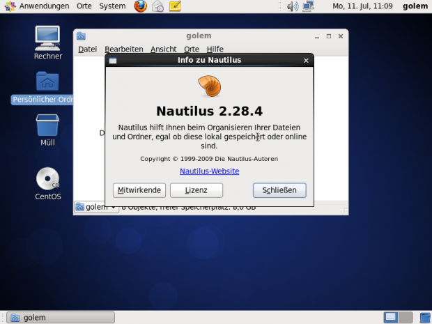 Der Dateimanager Nautilus als Bestandteil von Gnome 2.28