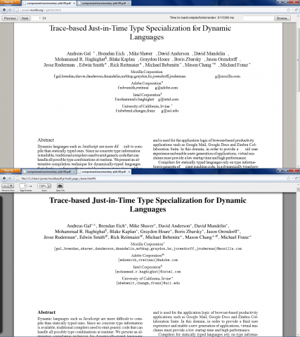 pdf.js 0.2 (unten) im Vergleich mit pdf.js 0.1 (oben)