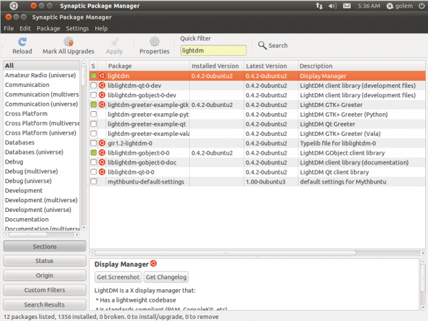 Synaptic wurde noch nicht entfernt, soll aber in der endgültigen Fassung nicht mehr enthalten sein.
