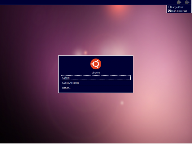 Das Loginfenster des Displaymanagers LightDM enthält bereits einige, aber noch nicht alle späteren Optionen.