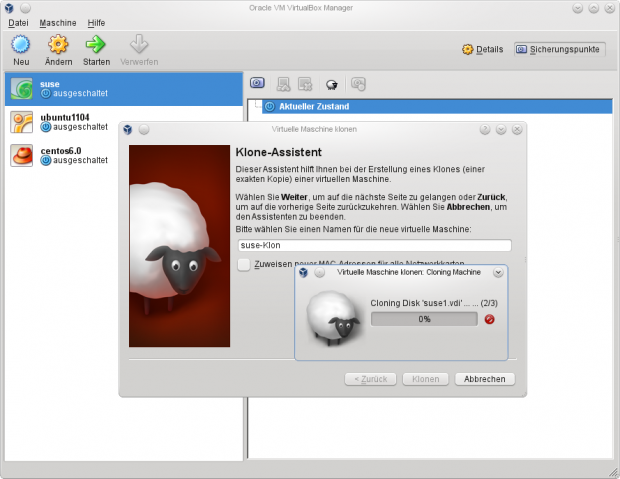 Der neue Wizard zum Klonen von Festplatten oder Schnappschüssen hat als Symbol ein Schaf bekommen.
