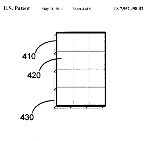 Unter dem Display sitzt eine Matrix, aus der fühlbare Elemente geformt werden können. (Bild: Verizon/US-Patent- und Markenamt)