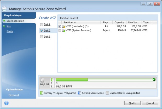Backuppartition einrichten mit Acronis True Image Home 2012 (Bild: Acronis)