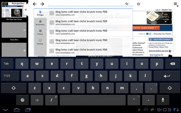 Design-Entwurf für Firefox auf Tablets mit Android 3.0 von Ian Barlow