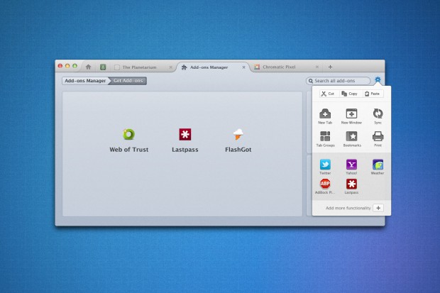 Neues UI für Firefox: Erweiterungen unter Mac OS X