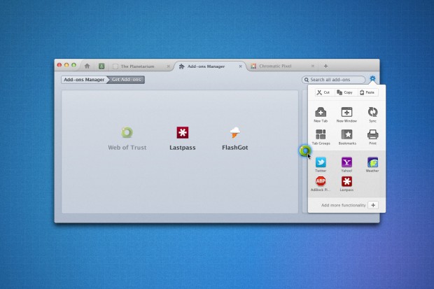 Neues UI für Firefox: Erweiterungen unter Mac OS X