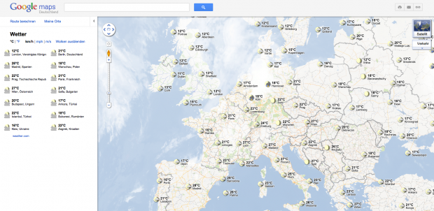 Google Maps mit Wettereinblendung (Bild: Google/Golem.de)