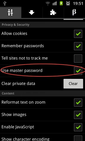 In der Android-Version werden Kennwörter und Benutzernamen verschlüsselt und mit einem Masterpasswort geschützt.