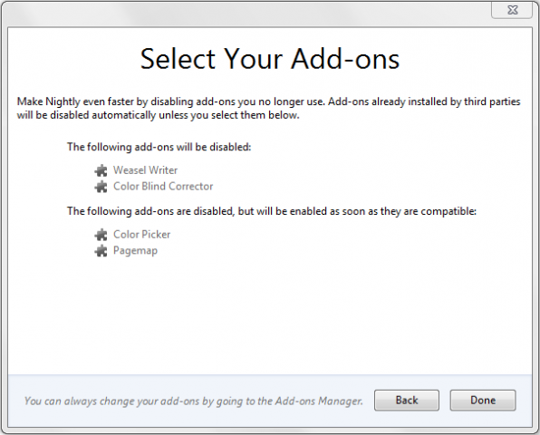 Der Nutzer muss die Deaktiverung der Addons bestätigen. (Bild: Mozilla)