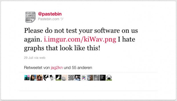 Das Pastebin-Team zeigte sich auf Twitter wenig erfreut über den Testlauf von Refref (Screenshot von Golem.de)