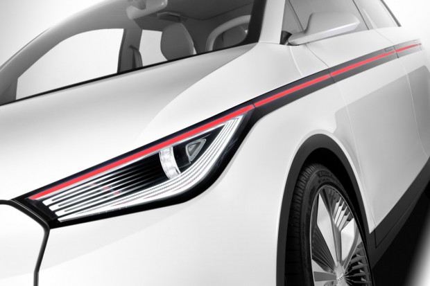 Auch die Fernlichtscheinwerfer des A2 Concept arbeiten mit LEDs. (Bild: Audi)