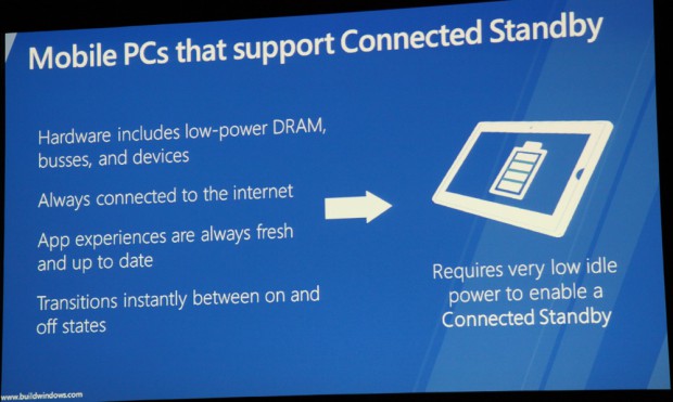Microsoft erläutert Connected Standby auf der Build Windows.