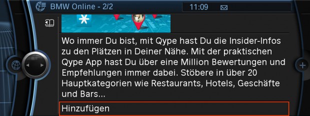 Qype im BMW-Bordcomputer (Bild: Qype)