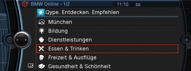 Qype im BMW-Bordcomputer (Bild: Qype)