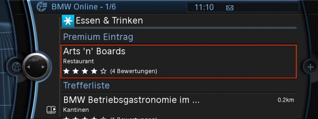Qype im BMW-Bordcomputer (Bild: Qype)