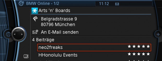 Qype im BMW-Bordcomputer (Bild: Qype)