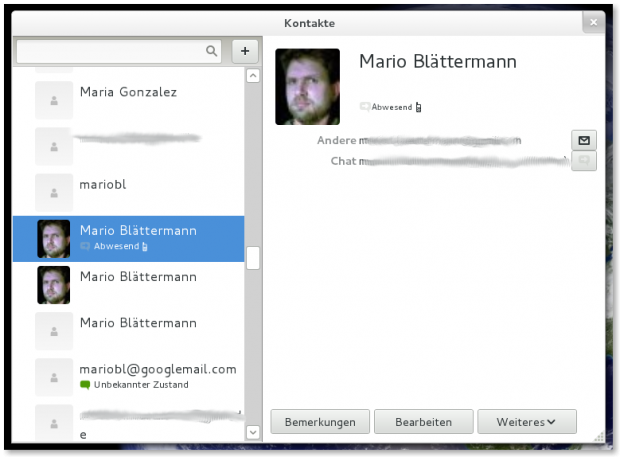 Die Kontaktverwaltung Contacts