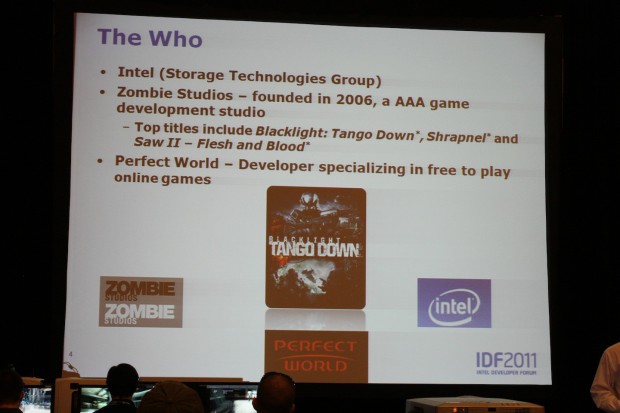 Die Präsentation aus dem SSD-Gaming-Vortrag von Intel und Perfect World (Bild: Roland Austinant/PCGH)