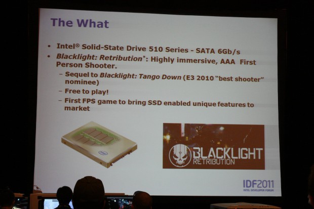 Die Präsentation aus dem SSD-Gaming-Vortrag von Intel und Perfect World (Bild: Roland Austinant/PCGH)