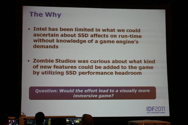 Die Präsentation aus dem SSD-Gaming-Vortrag von Intel und Perfect World (Bild: Roland Austinant/PCGH)