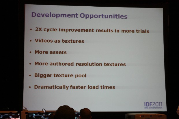 Die Präsentation aus dem SSD-Gaming-Vortrag von Intel und Perfect World (Bild: Roland Austinant/PCGH)