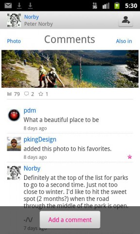Kommentare in Flickrs Android-App (Bild: Yahoo)