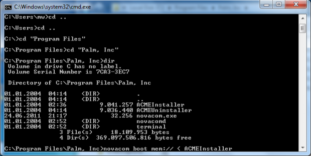 Für die Installation wird der Novacom-Treiber benötigt.