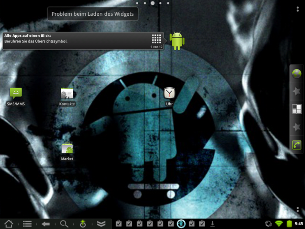 Der Homescreen von Cyanogenmod 7 auf dem Touchpad