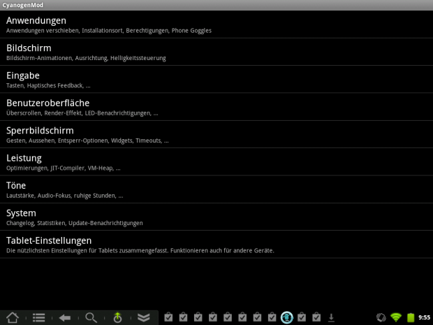 Cyanogenmod 7 bietet einige Einstellungen für das Touchpad, etwa zur Leistungssteigerung. 