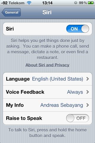 Siris Spracheinstellungen sind unabhängig von der eingestellten Systemsprache.
