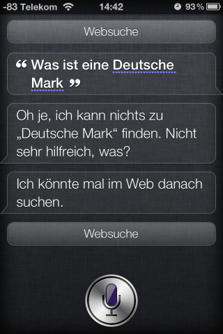 Siri bemerkt, dass sie wenig hilfreich ist.