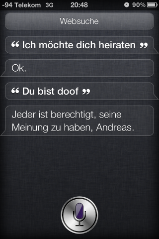 Einer von vielen Heiratsanträgen an Siri