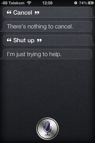 Unhöfliches beantwortet Siri auch.