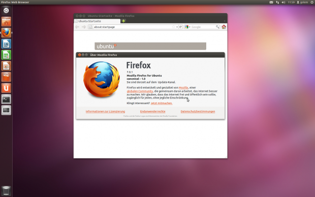 Als Webbrowser wird Firefox 7.0.1 genutzt, ...