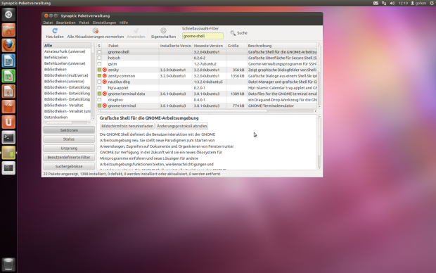 Statt Unity kann auch die Gnome-Shell als alternative Oberfläche installiert werden.