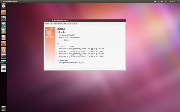 Obwohl Ubuntu 11.10 mit Gnome 3.2 ausgestattet ist, ...