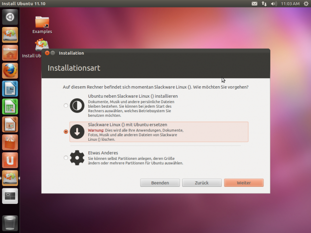 Oneric Ocelot bietet verschiedene Möglichkeiten. die Festplatte zu nutzen ...