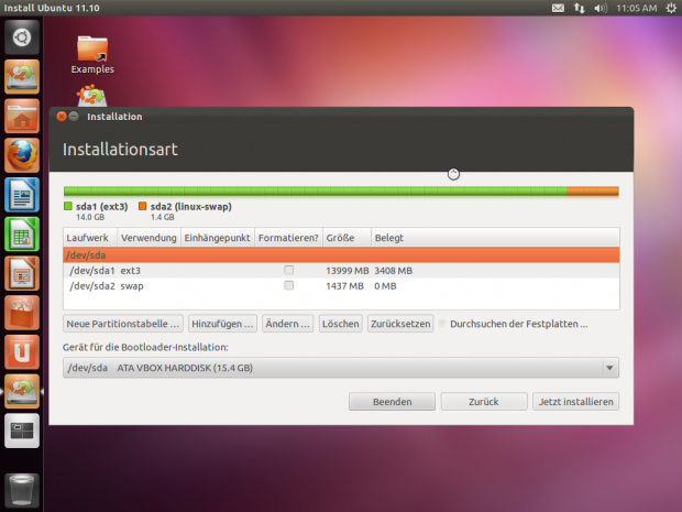 Auch ein erweitertes Partitionierungswerkzeug ist im Installer enthalten.