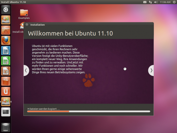 Während der Installation läuft eine Diashow ...