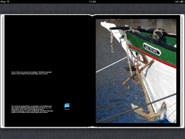 Durch die Innenseiten kann wie von E-Books gewohnt per Wischen geblättert werden. Durch Fingerspreizen können Details vergrößert werden.