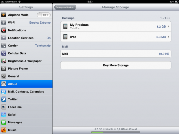 Speicherverwaltung für zwei iPads mit der iCloud