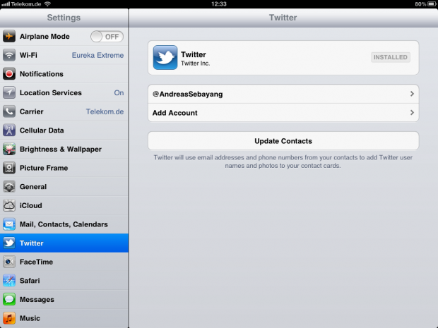 Twitter ist jetzt in iOS integriert.