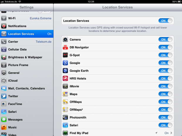 Die ortsabhängigen Einstellungen gibt es an zwei Stellen.