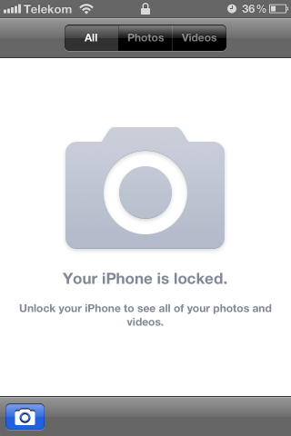 Die Kamera lässt sich auch ohne Entsperrung nutzen. Der Zugriff auf die Bilder bleibt aber verwehrt.