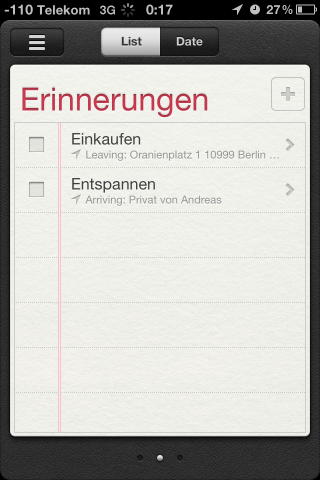 Erinnerungen auf dem iPhone