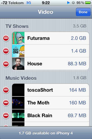 ... lassen sich nach Größe sortiert entfernen.