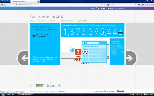 YourBrowserMatters.org: Keine Daten für Firefox Aurora.