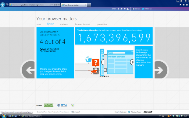 Volle Punktzahl für den Internet Explorer.
