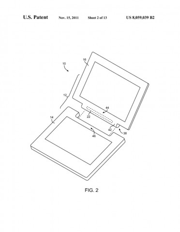 Diese Explosionszeichung aus dem US-Patent 8,059,039 beschreibt kein abnehmbares Display. (Bild: US-Patent- und Markenamt)