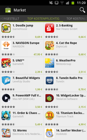 Googles Android Market 3.3.11